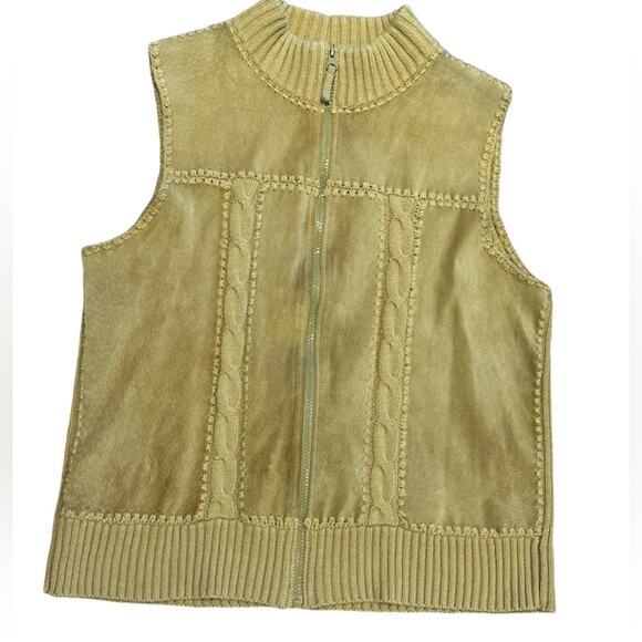 designer Studio Originals Sweaters - Designer Studio Originals Women’s Size Medium Suede and Cableknit Sweater Vest